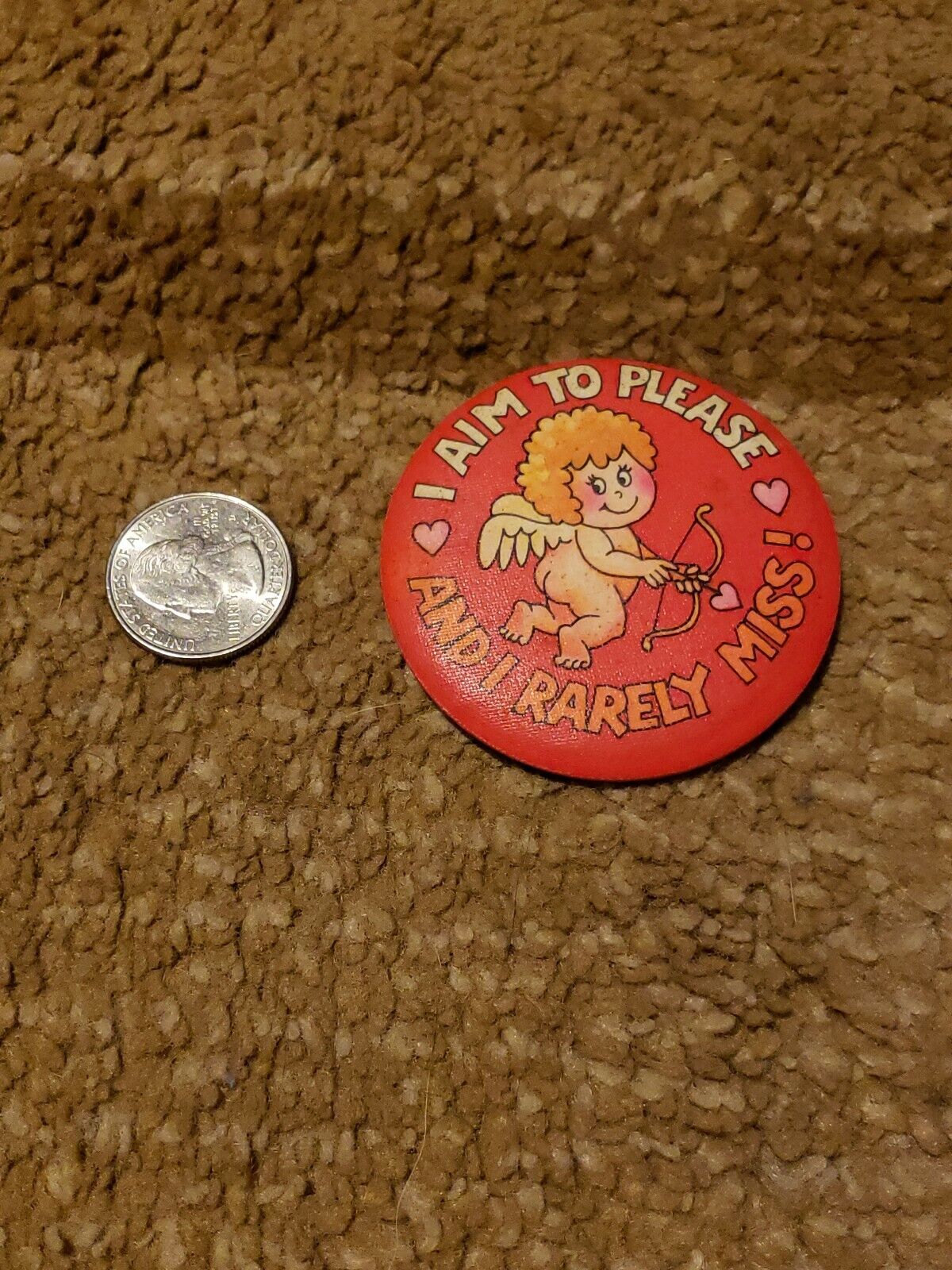 I Aim To Please And I Rarely Miss Cupid Button Pin Pinback