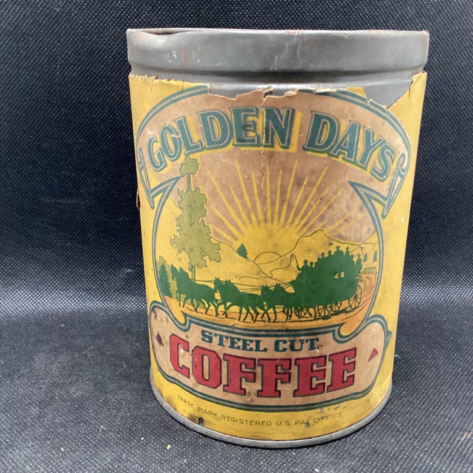 Antique Golden Days Steel Cut Coffee Tin - Wm Schotten\'s Coffee St.Louis