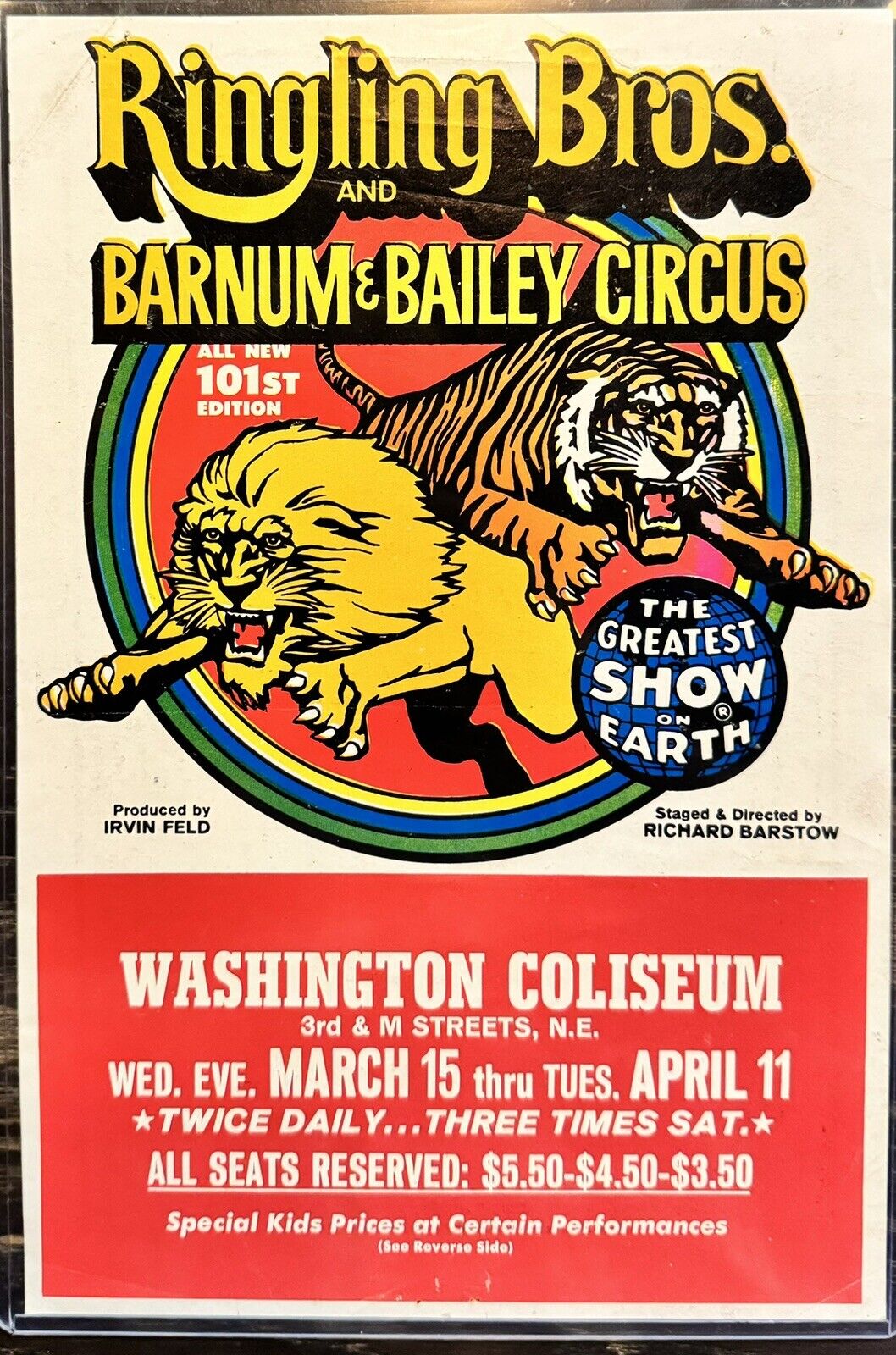 1972 Vintage Ringling Bros And Barnum & Bailey Circus 6x9 lobby card - Pentagon