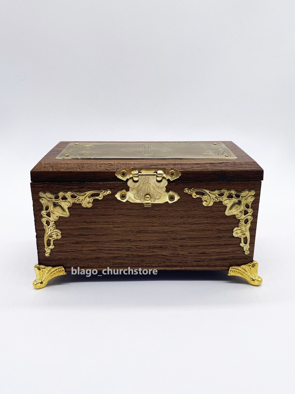 Elegant Wooden Ortxodox Baptismal Box with Exquisite Detailing 5.31\'
