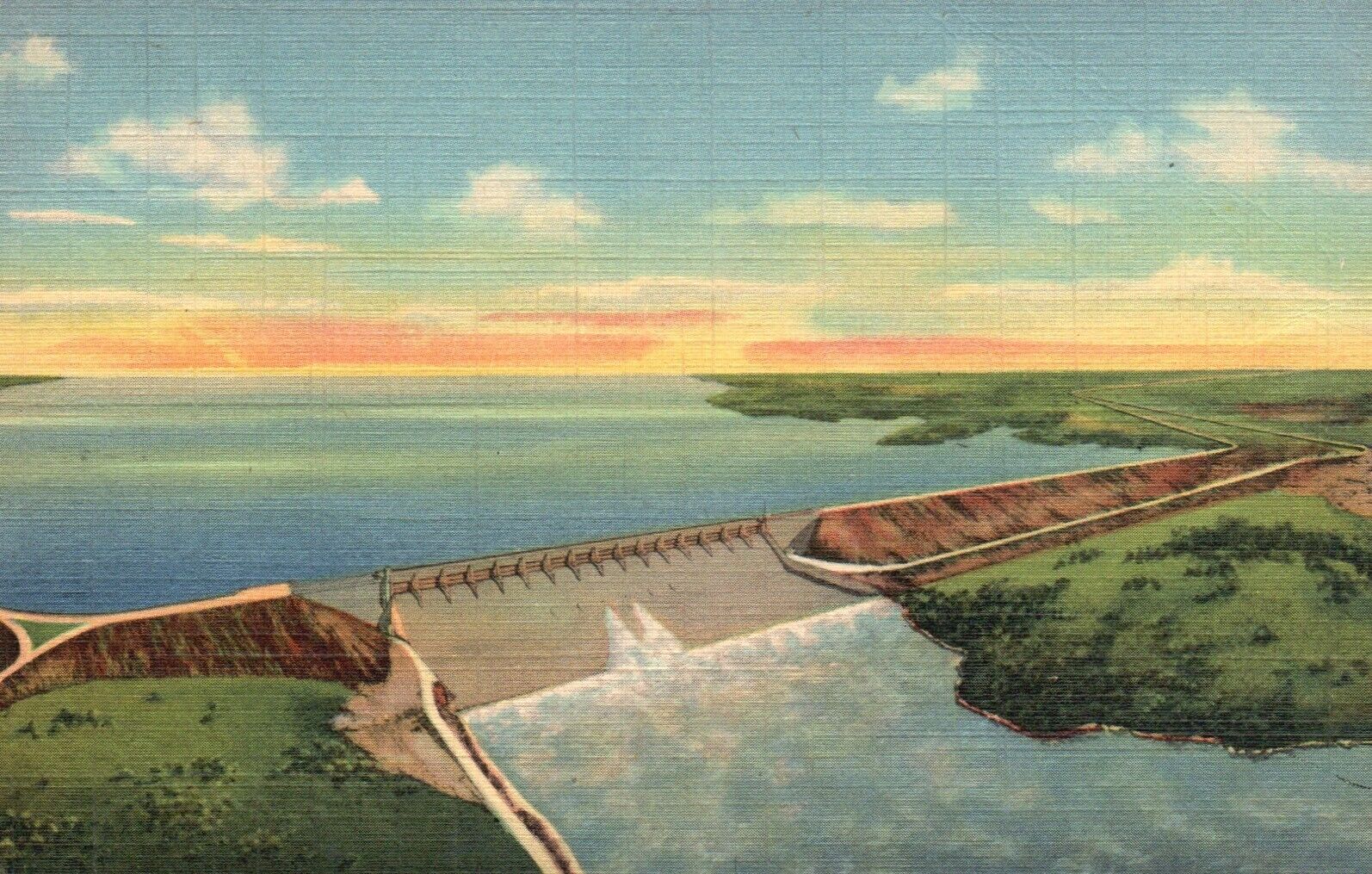 Postcard CO John Martin Caddoa Dam Arkansas River 1941 Linen Vintage PC G7594