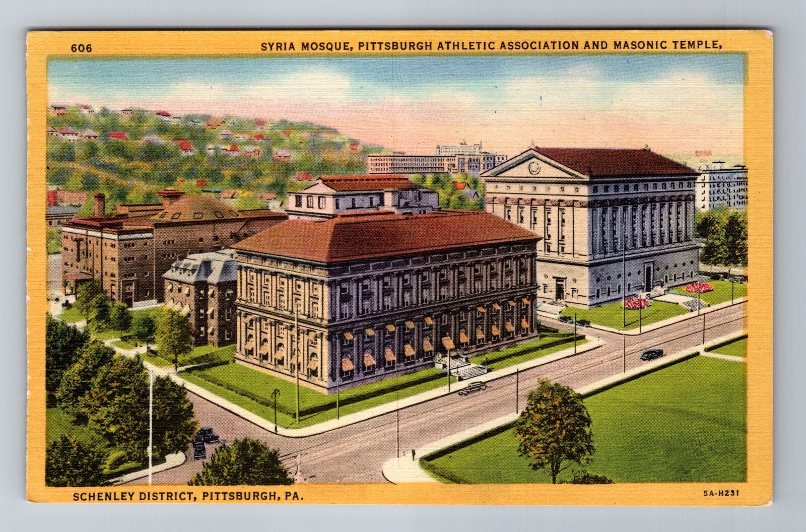 Pittsburgh PA-Pennsylvania, Syria Mosque, Masonic Temple, Vintage Postcard