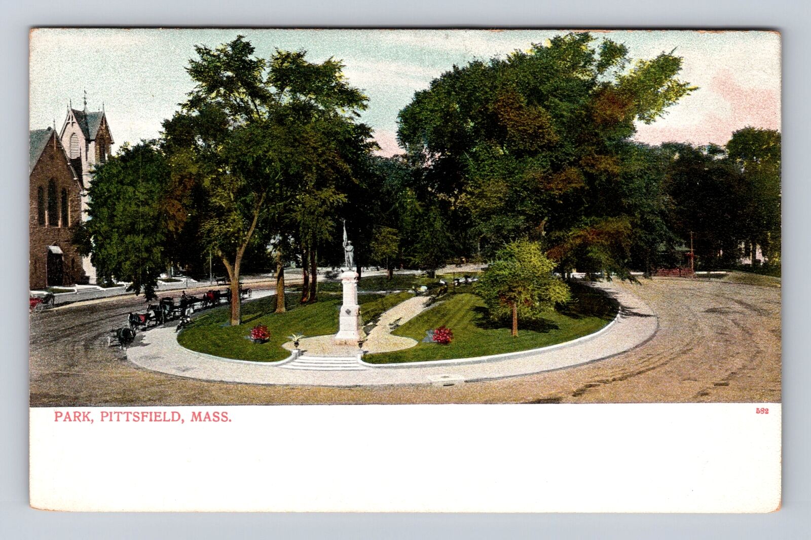 Pittsfield MA-Massachusetts, Park, Antique, Vintage Souvenir Postcard