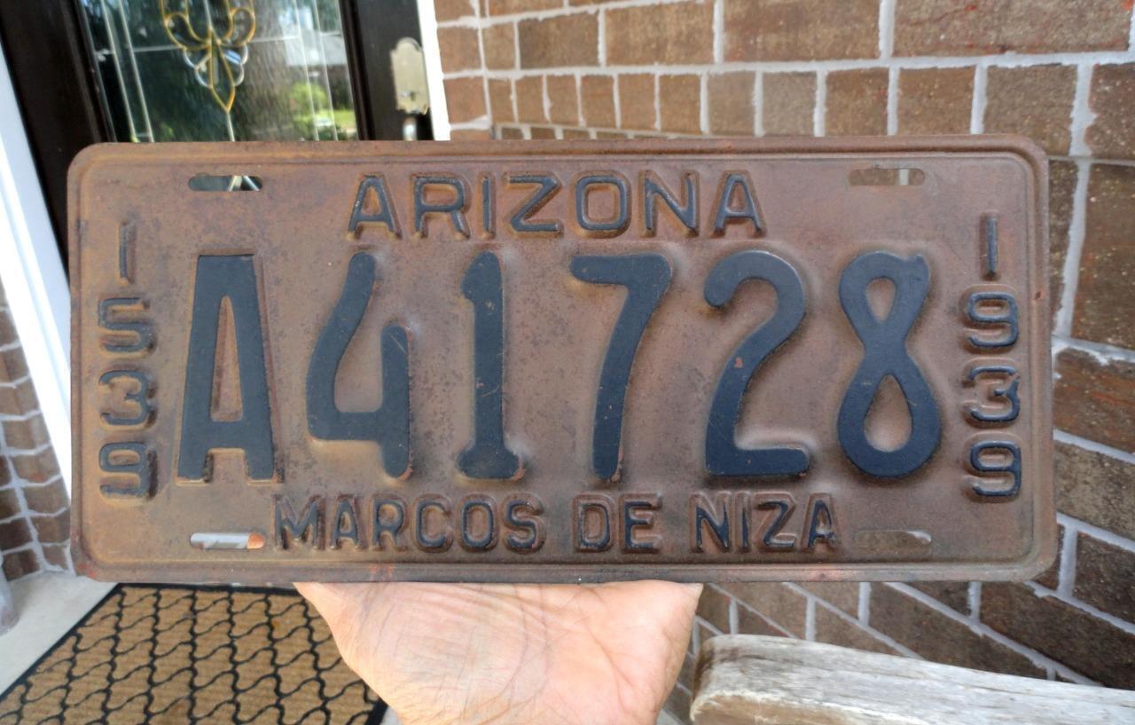 ORIGINAL vintage ARIZONA Maricopa County AZ TAG LICENSE PLATE A41728 ~1939~