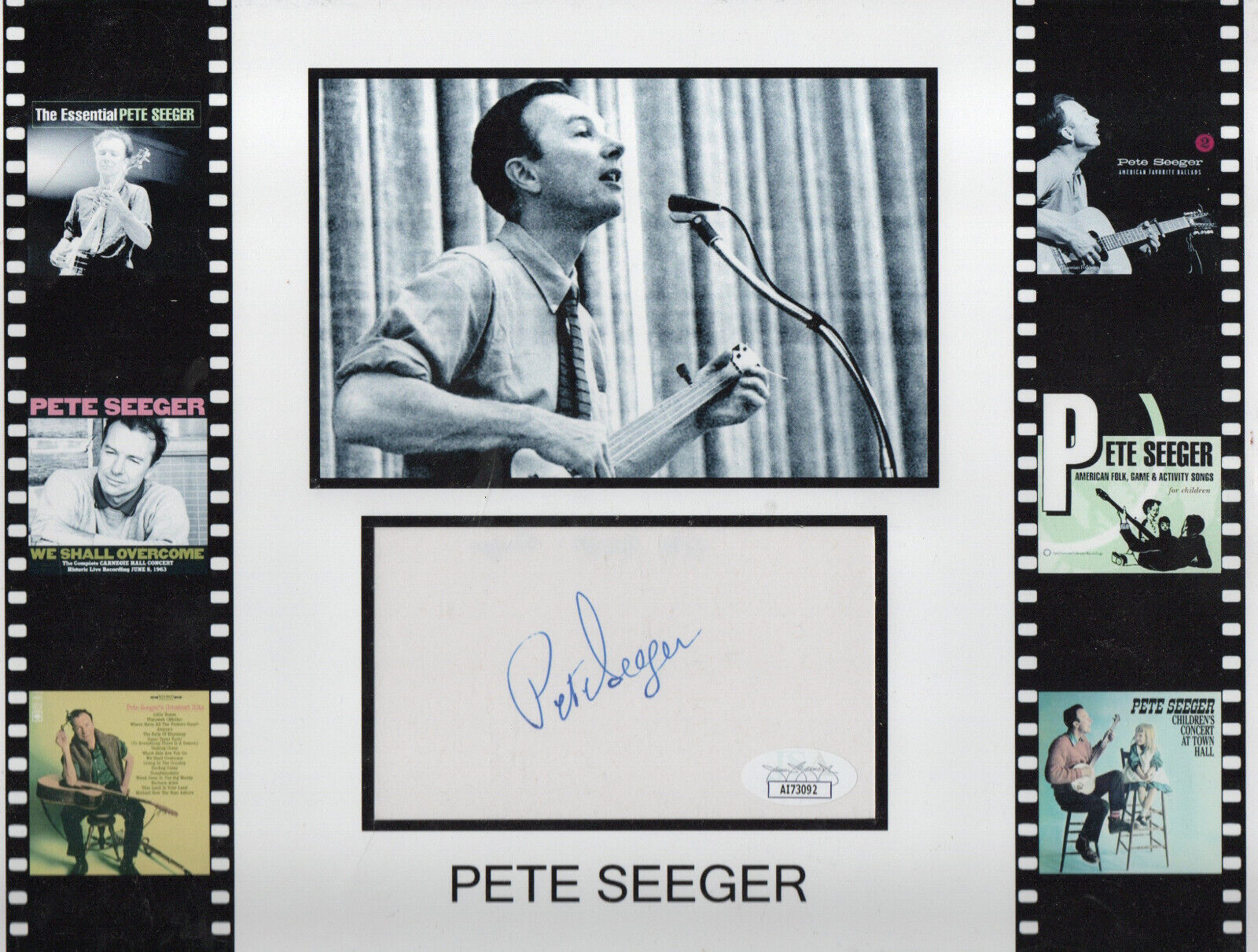 PETE SEEGER  Autographed Display JSA COA