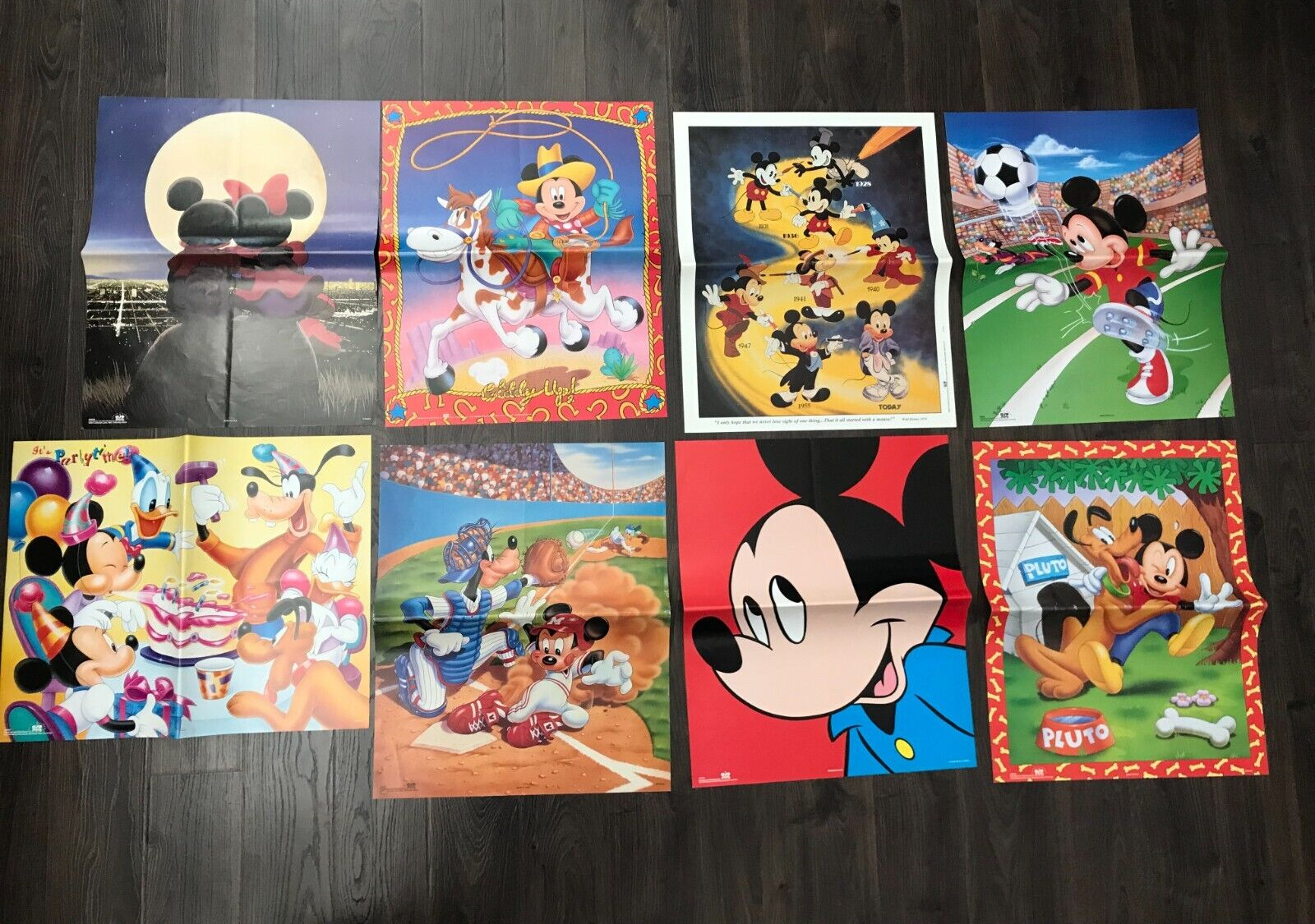 90'S DISNEY 8X POSTER LOT 16X20 * MICKEY & MINNIE MOUSE * DONALD DUCK * PLUTO