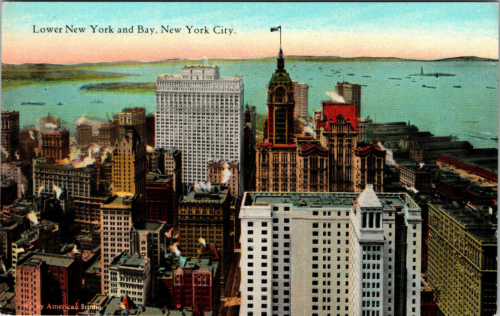 New York City NY Lower New York And Bay Chrome Postcard 