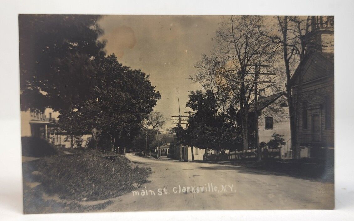 Early RPPC Main Street Clarksville , New York Postcard
