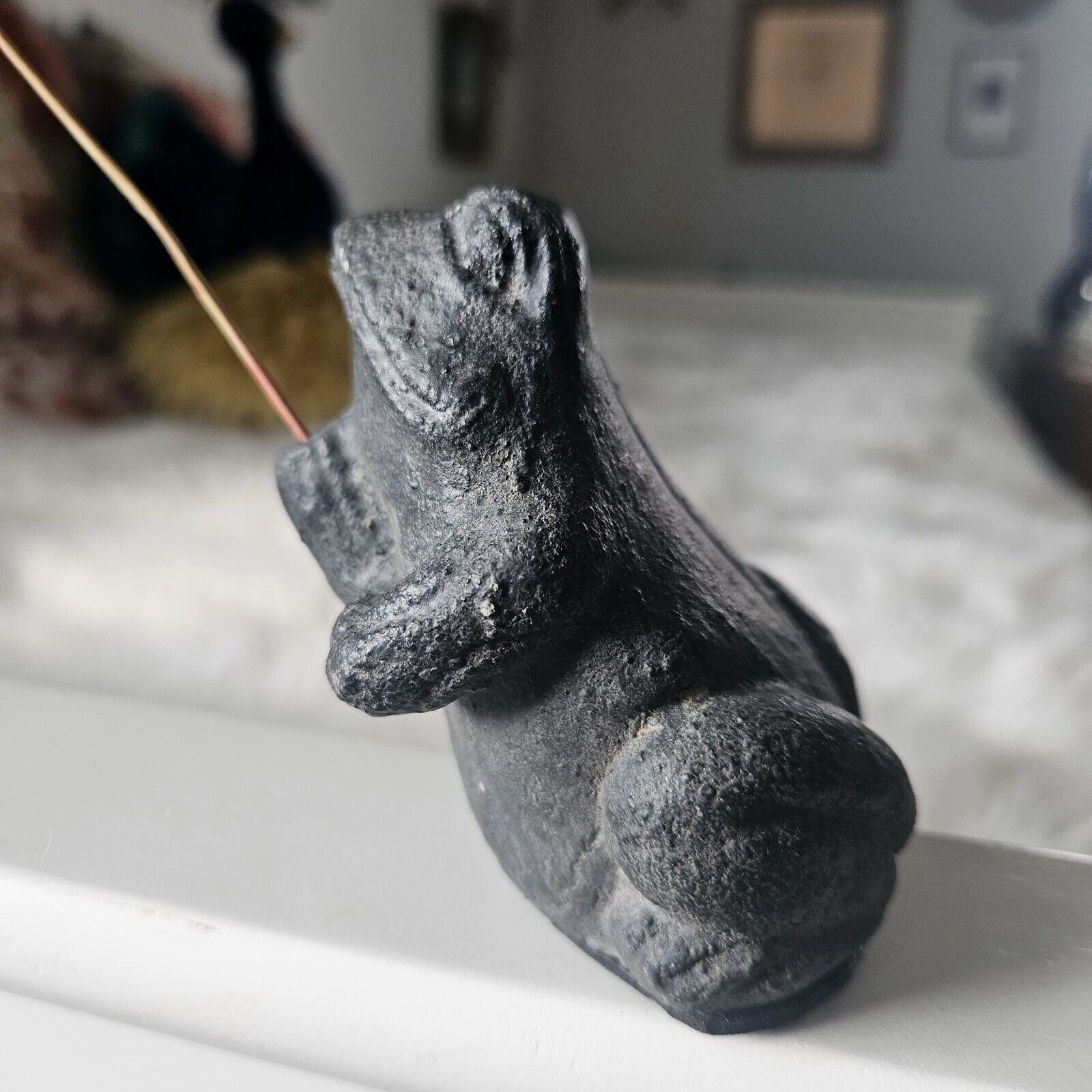 Namaste Frog Stick Incense Burner Holder Prayer Pose Felt Bottom Decorative Item