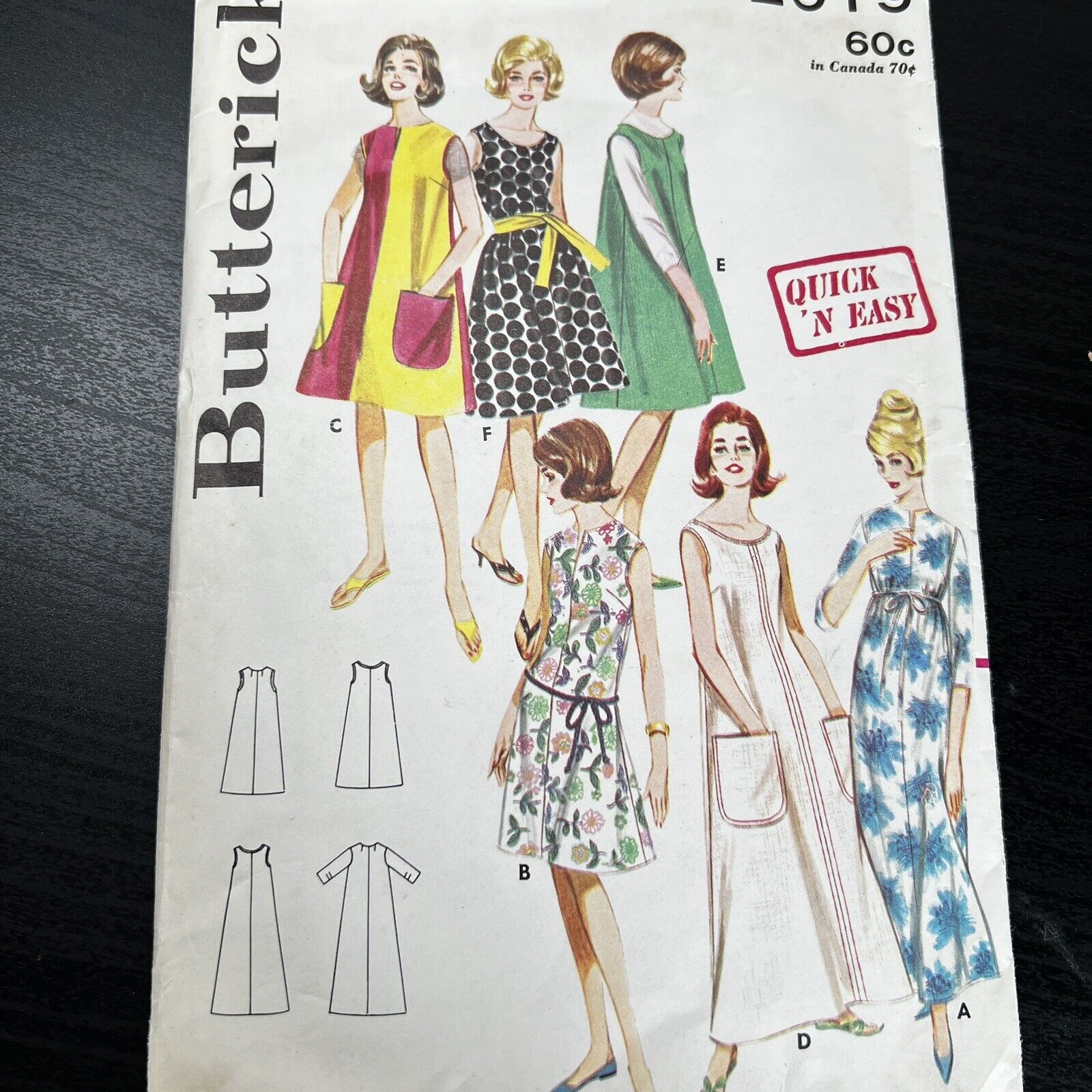 Vintage 60s Butterick 3408 Tent Dress House Robe Lingerie Sewing Pattern MED CUT