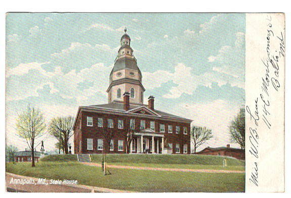 Postcard MD Annapolis State House 1907 antique
