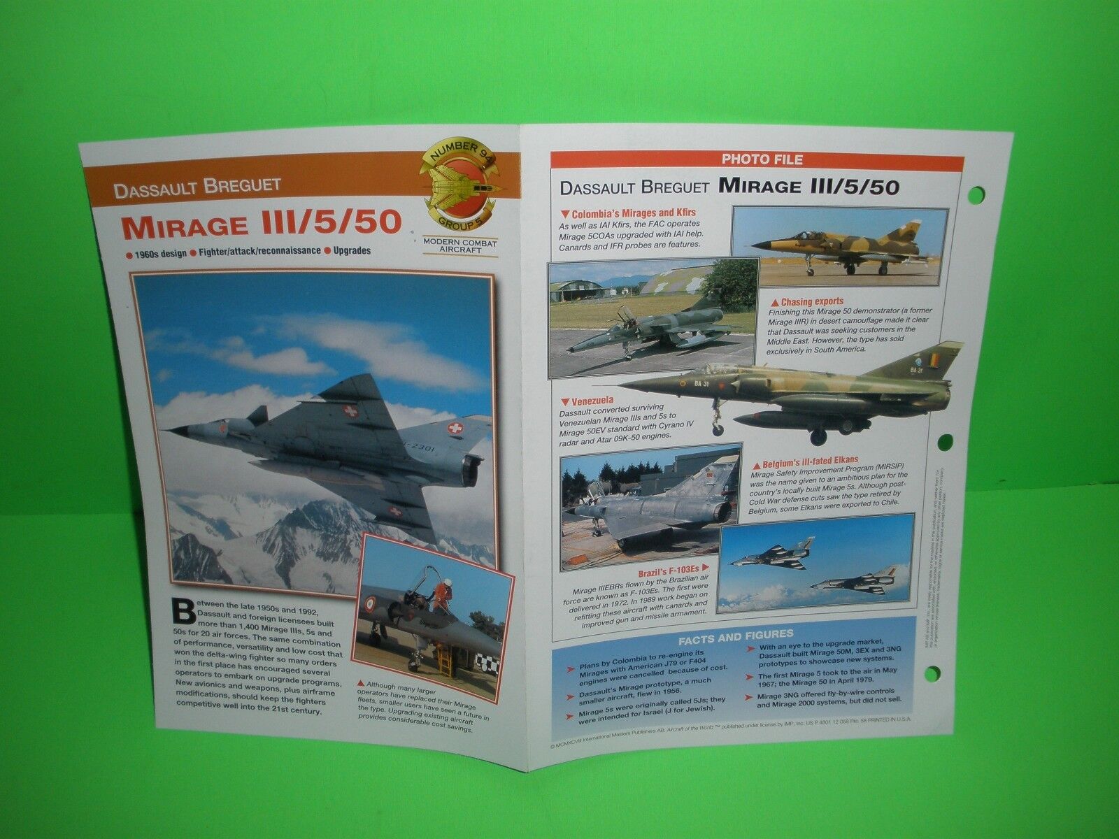DASSAULT BREGUET MIRAGE III/5/50 AIRCRAFT FACTS CARD AIRPLANE BOOK 104