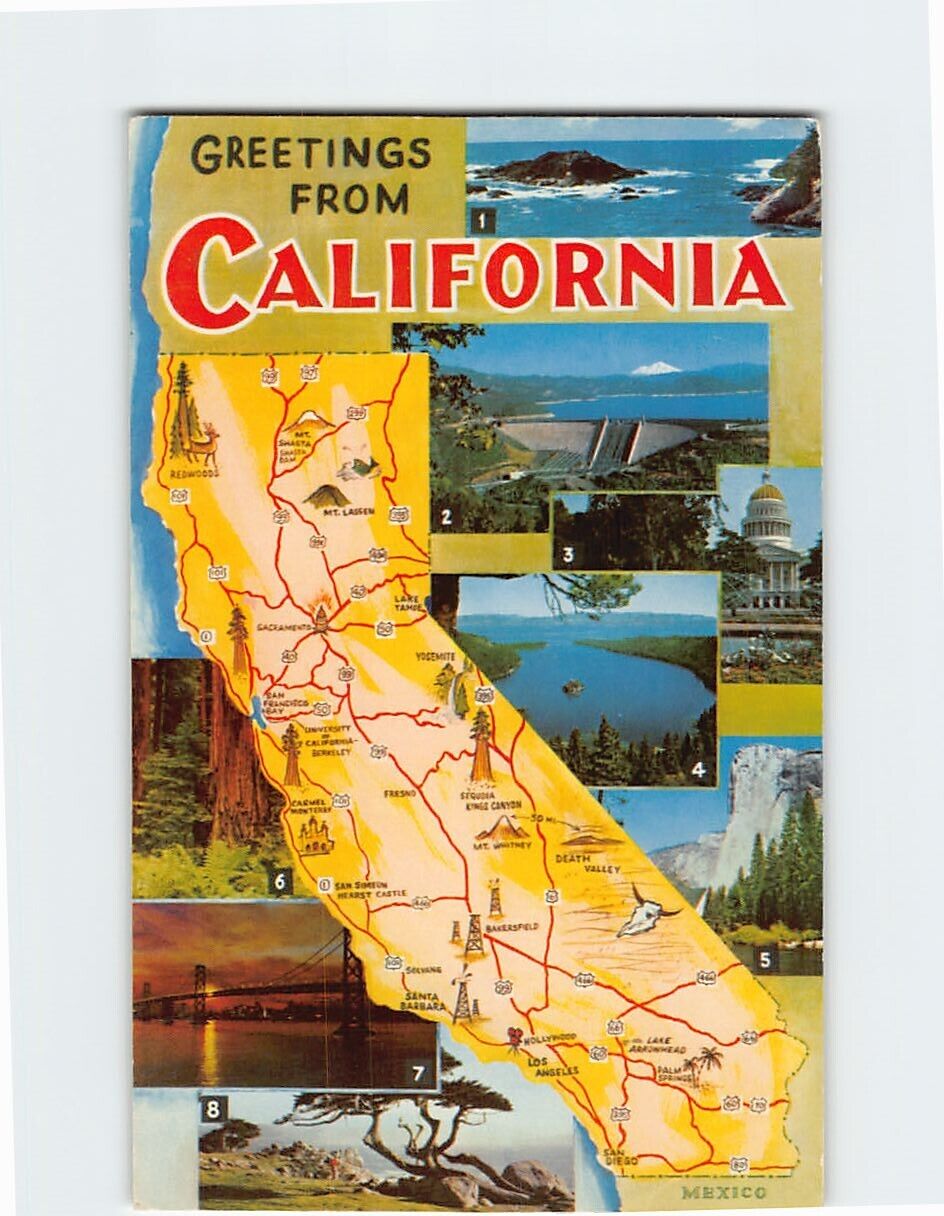 Postcard Greetings From California USA