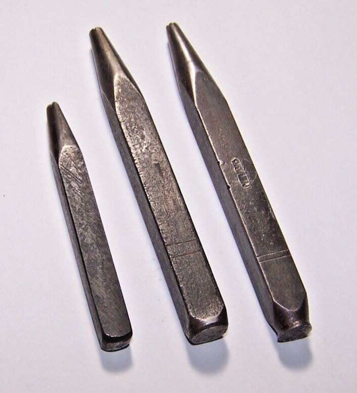 3-Antique - Flower Stamp Punch Engraving Silversmith Repousse All Different
