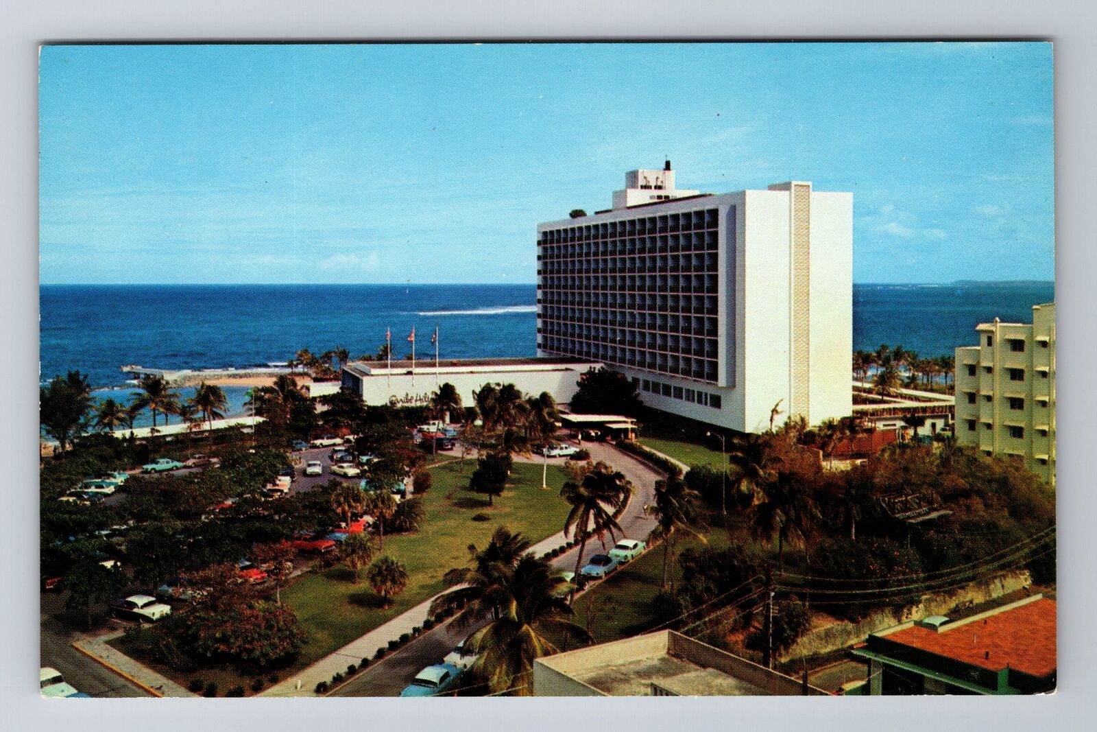 San Juan PR-Puerto Rico, The Caribe Hilton Hotel Advertisement Vintage Postcard