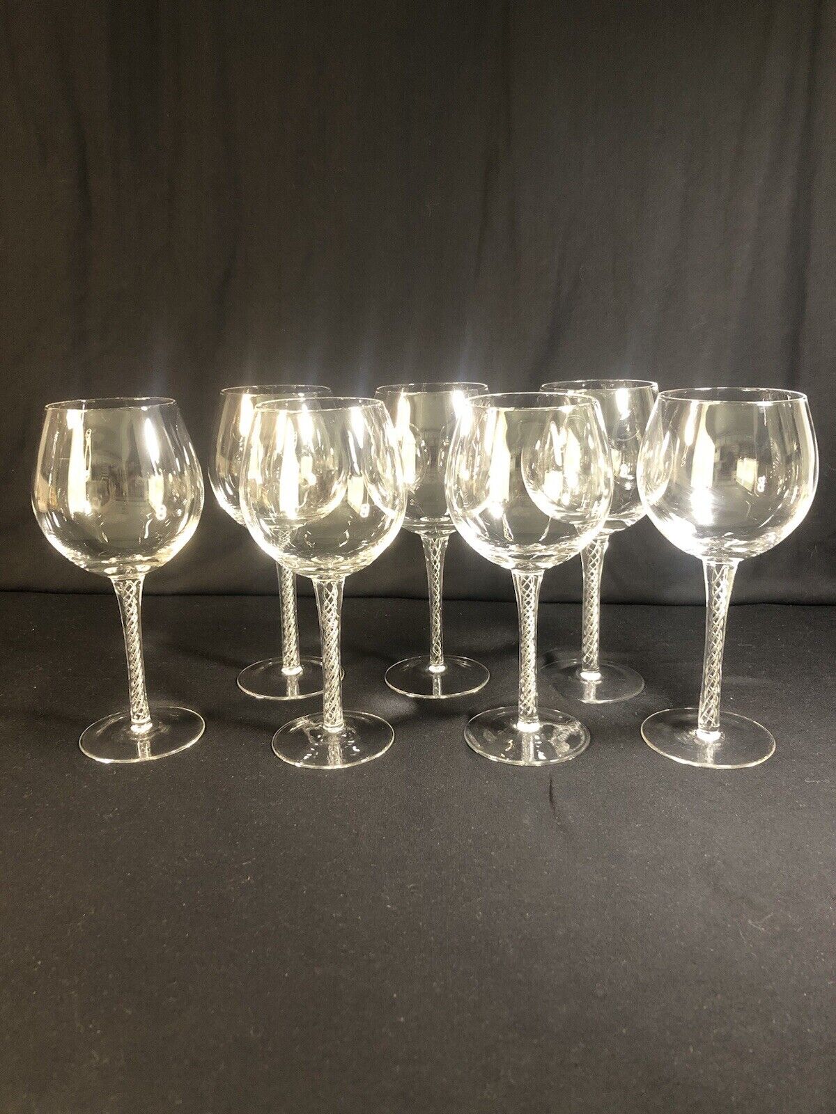 VTG Airtwist Stem Crystal Glasses Red Wine Goblets Set Of 7 Celtic Vibe