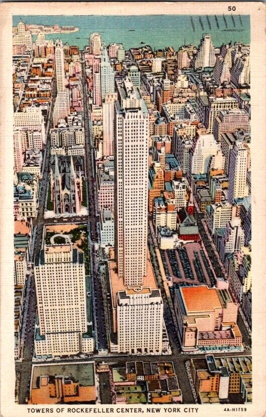 Vintage Postcard Rockefeller Center Towers New York City NY New York 1934  K-676