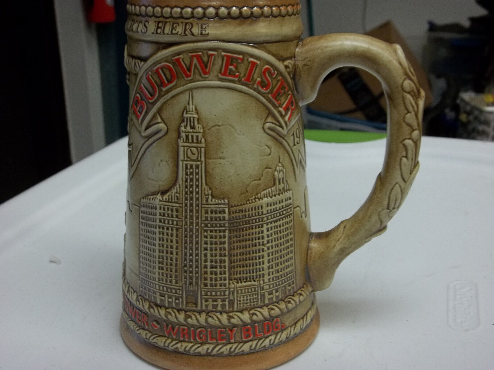 1981 LE Budweiser Beer Stein Chicago Water Tower  Wrigley Building 8\