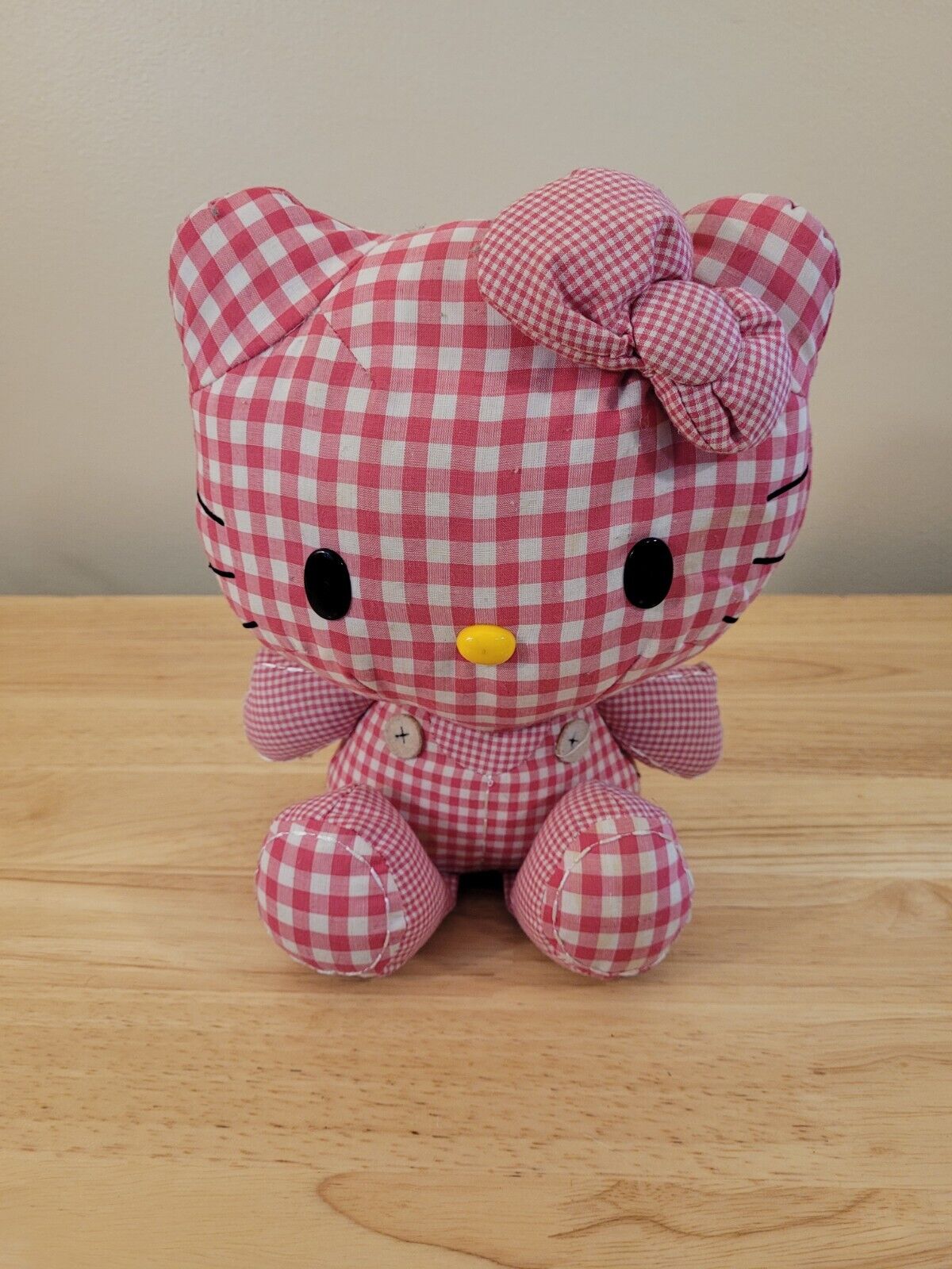 Hello Kitty Plush Pink Plaid Sanrio Doll Gingham Print Japan Toy 2010 - 12”