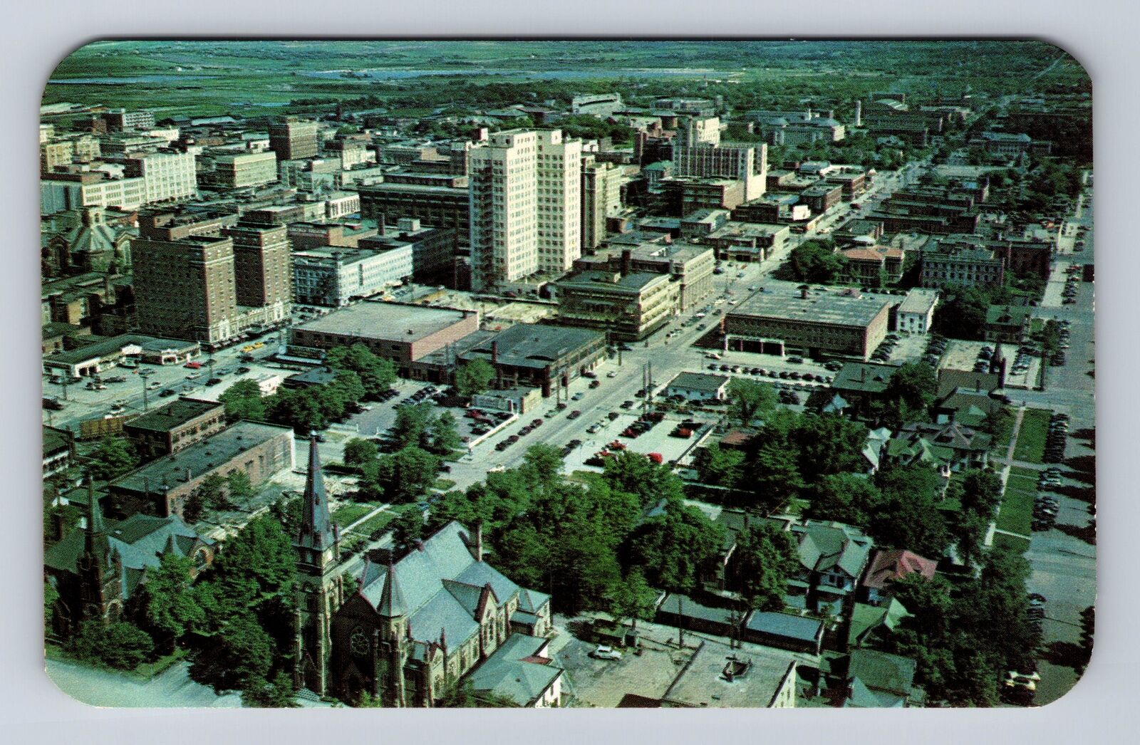 Lincoln NE-Nebraska, Aerial View Business Area, Antique Vintage Postcard