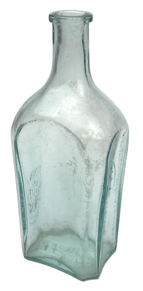 Antique Ed Pinaud Aqua Blue Glass Perfume Tonic Bottle Paris Embossed Empty