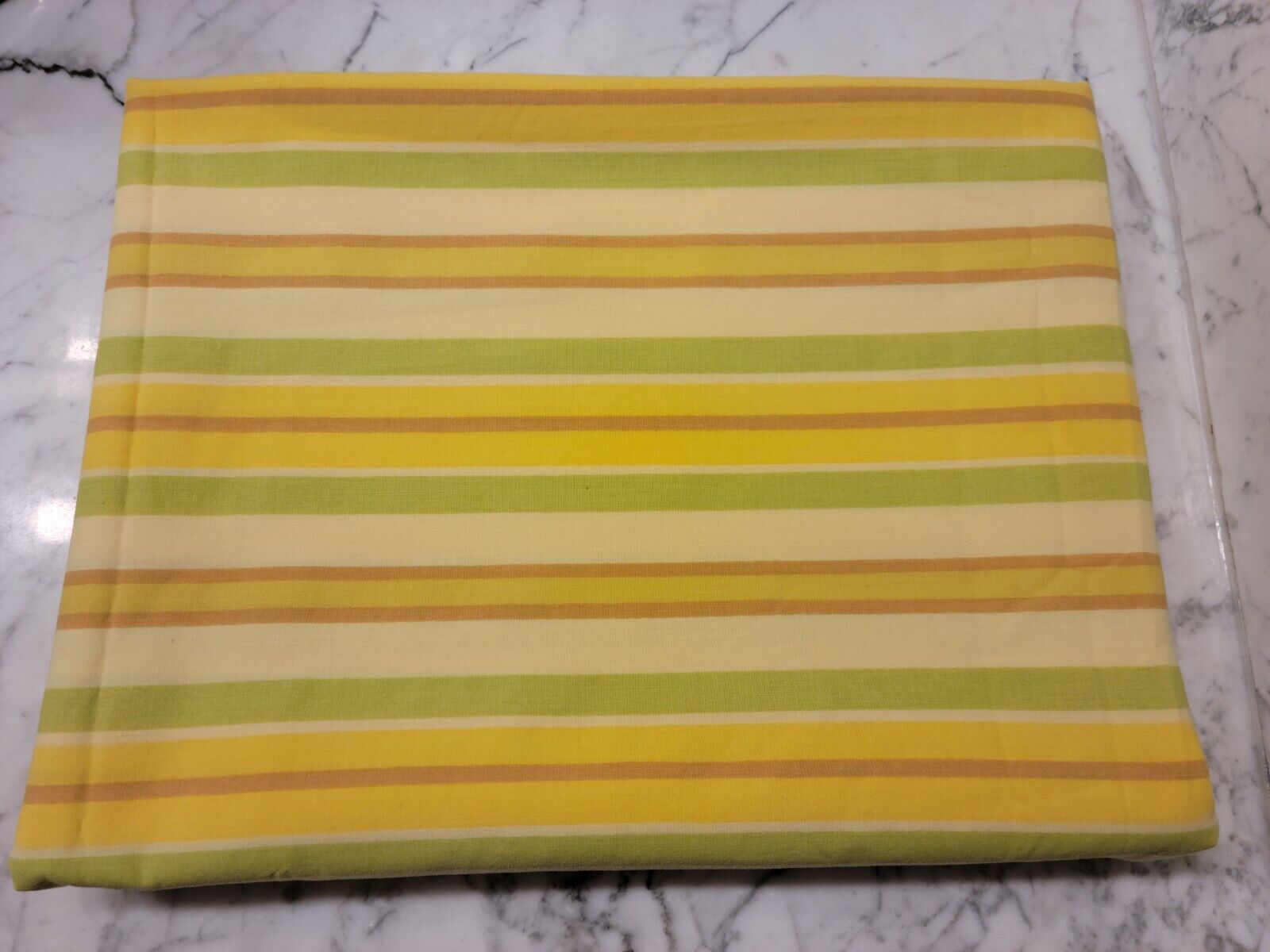 Vtg Penny\'s Fashion Manor Double Flat Sheet Yellow Stripe 50/50 per