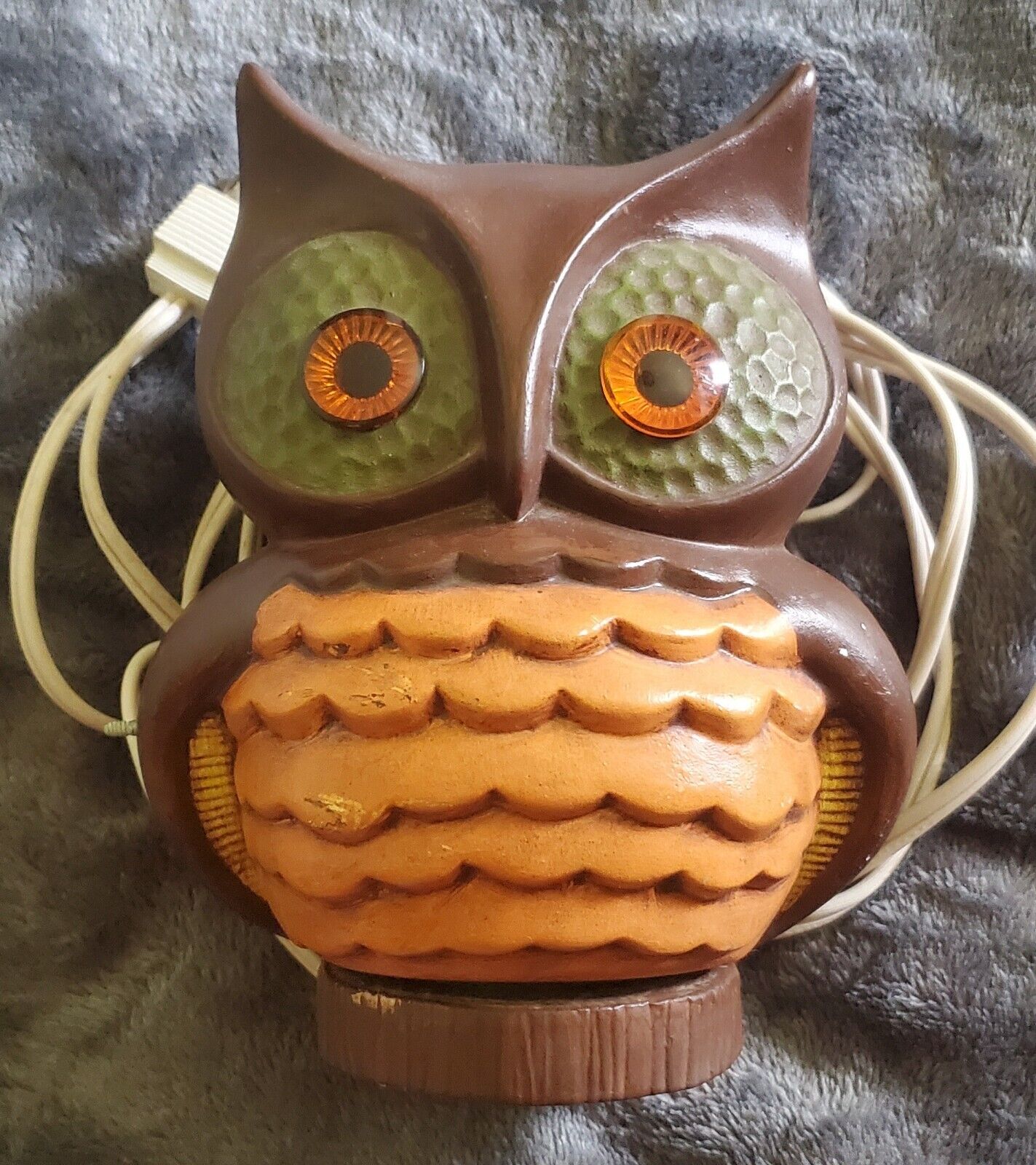 Adorable hobbyist owl nightlight lamp orange glowing eyes WORKS