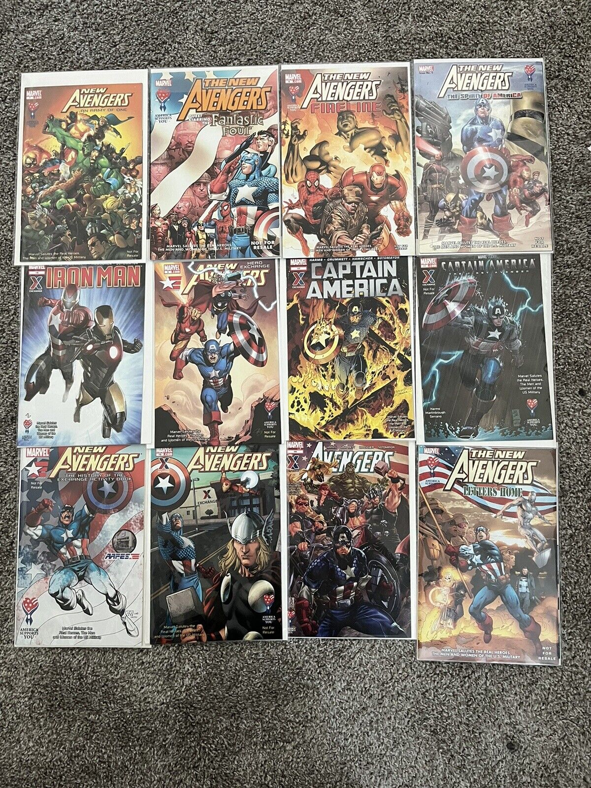 Marvel The New Avengers US Military Edition Comic Book Bundle x12 W/ Protectors