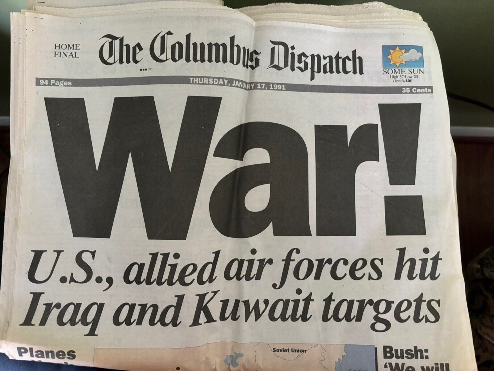 Vintage 1991 January 17 The Columbus Dispatch War US Allied Air Forces Hit Iraq
