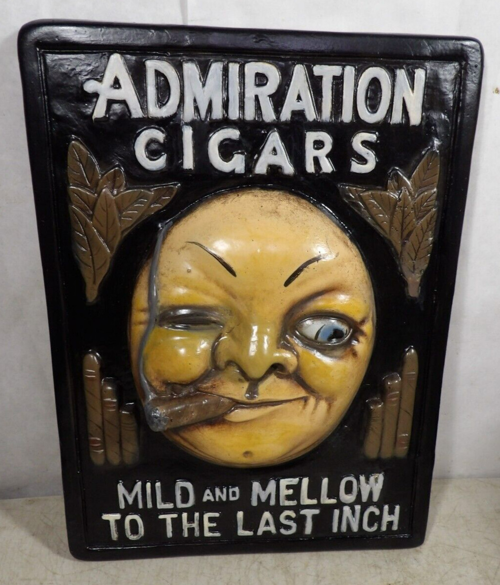 Antique 1910s20s Admiration Cigars 3-D Plaster Man In The Moon Cigar Sign