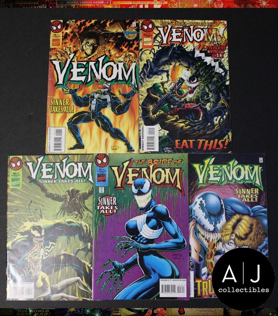 Venom Comics Sinner Takes All #1 #2 #3 #4 #5 1-5 Complete Set Marvel