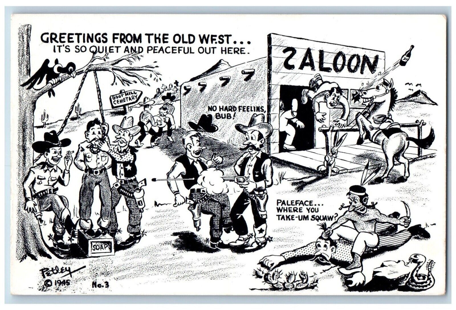 Holbrook Arizona AZ Postcard Greetings From The Old West Saloon Petley 1949