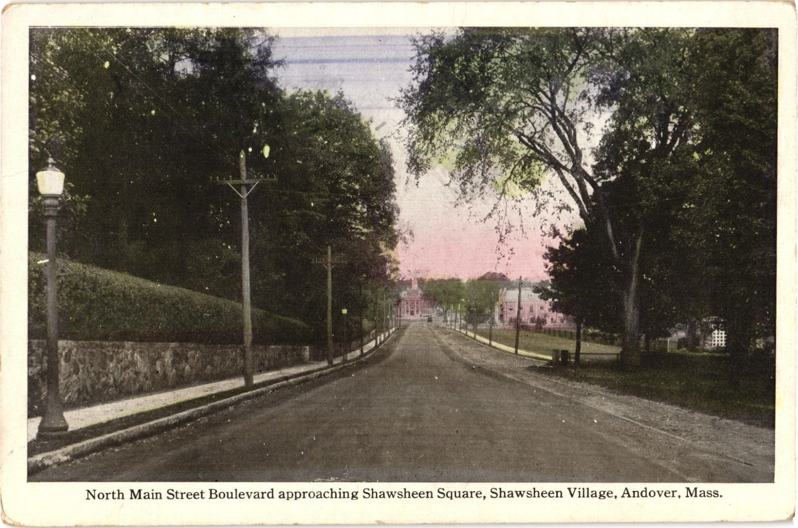 North Main Street Approaching Shawsheen Square Andover MA Divided Postcard c1910