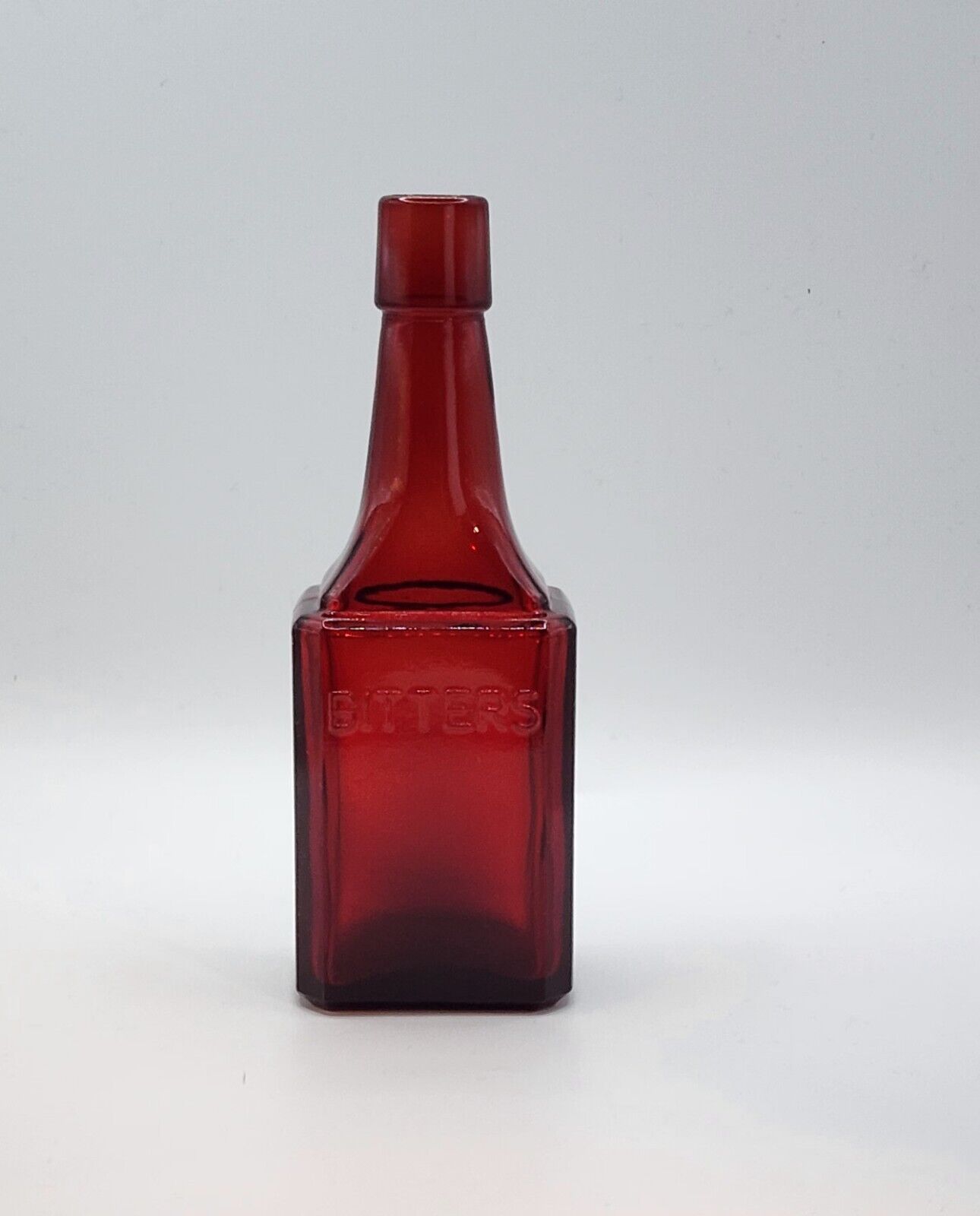 Vtg Wheaton Ruby Red Glass Bitters Bottle 6 Inches Tall