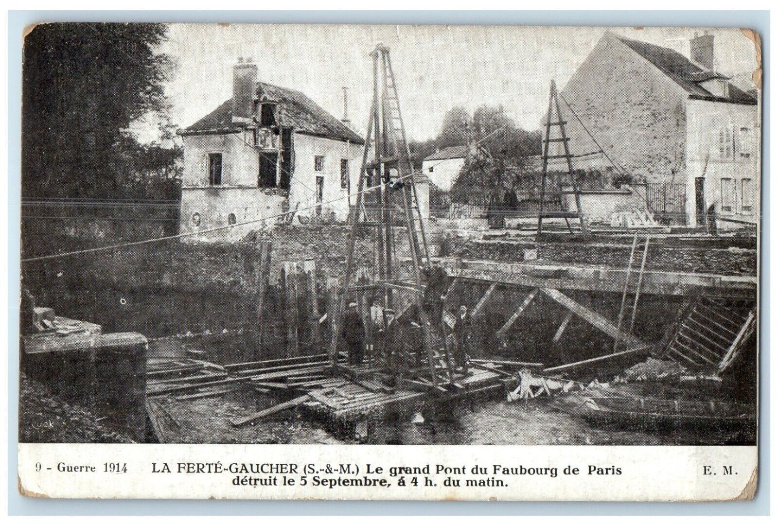 c1910 The Great Bridge Of The Faubourg La Ferté-Gaucher Paris Postcard