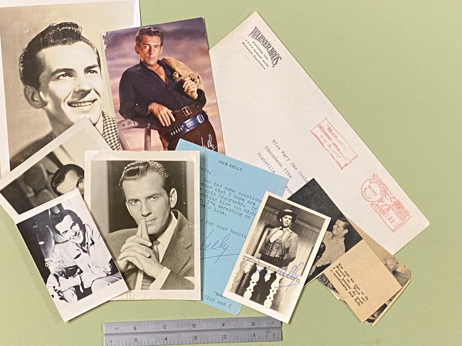 Lot of Vintage Photos and Autograph from Jack Kelly, Actor and Game Show Host