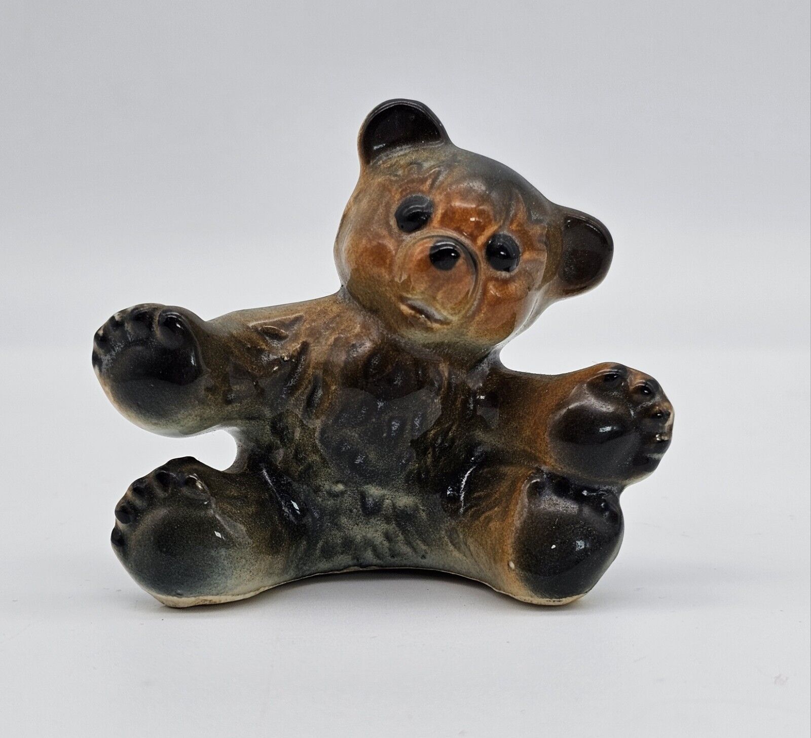 Vintage Porcelain Teddy Bear Figurine 3-in Tall Kitschy Cute