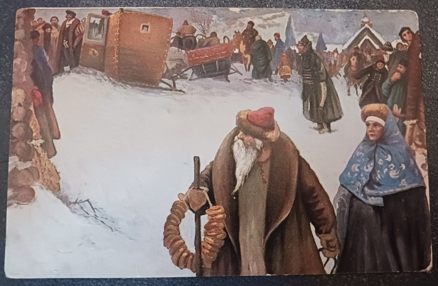 vtg Tsarist Russia postcard 1909 IVANOV Arrival of foreigners to Russia unposted