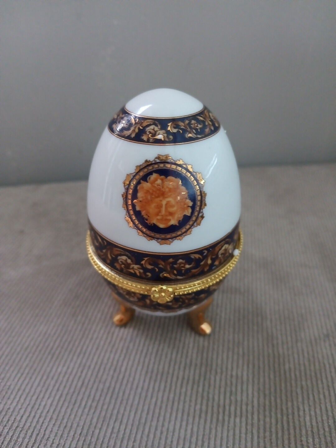 Limoges Porcelain Egg Bacchus Versace Style - Made in France 