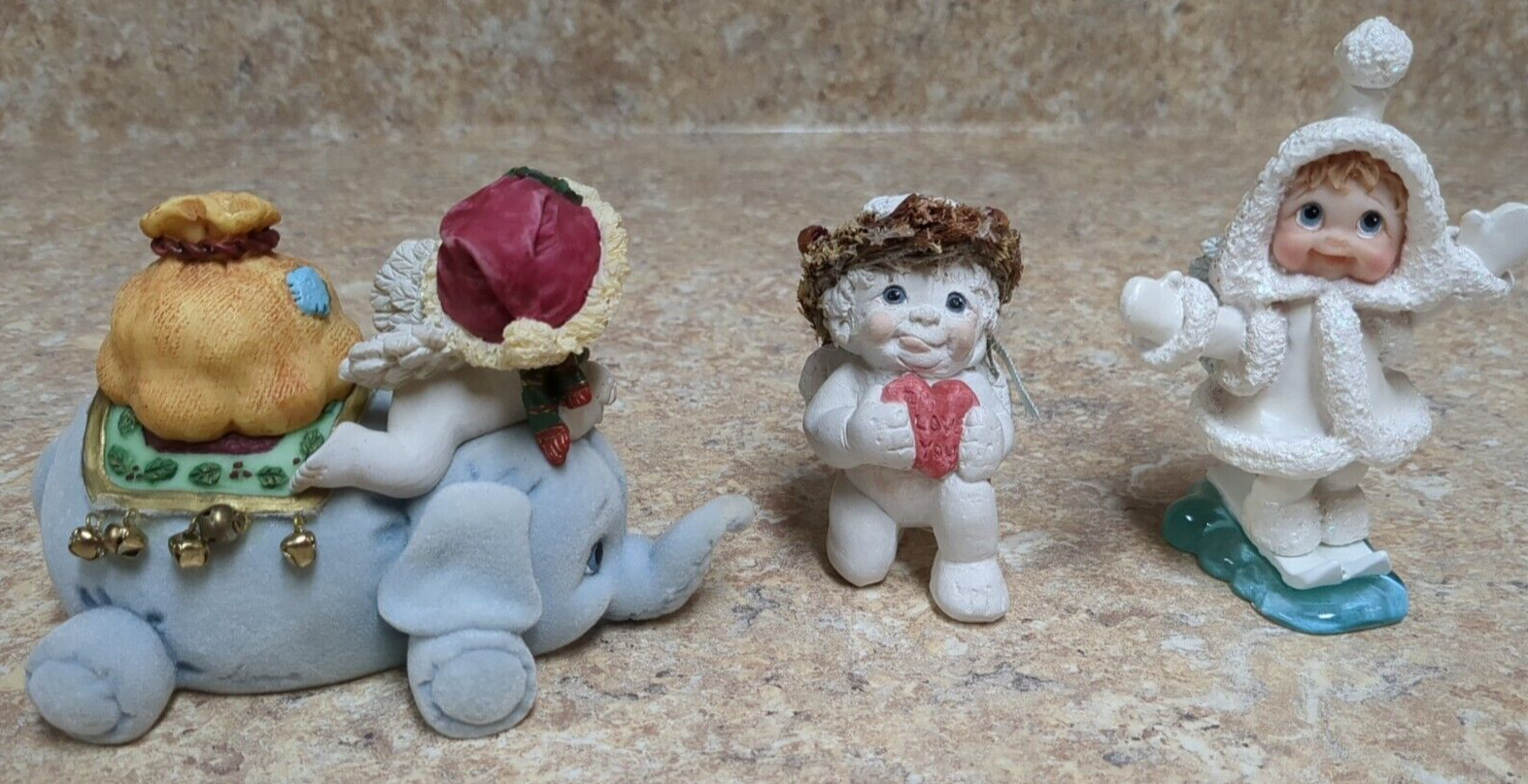 3 Dreamsicles Figurines, My Big Buddy, Baby Kneeling, Bunny Slope