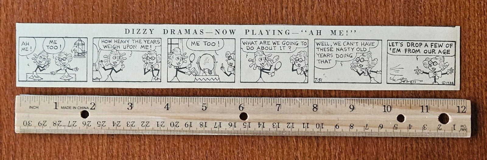 DIZZY DRAMAS NOW PLAYING AH ME 7-31 Comic from 1936 Philadelphia Newspaper