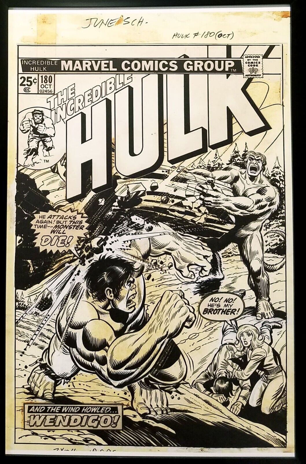 Incredible Hulk #180 Herb Trimpe 11x17 FRAMED Original Art Poster Marvel Comics