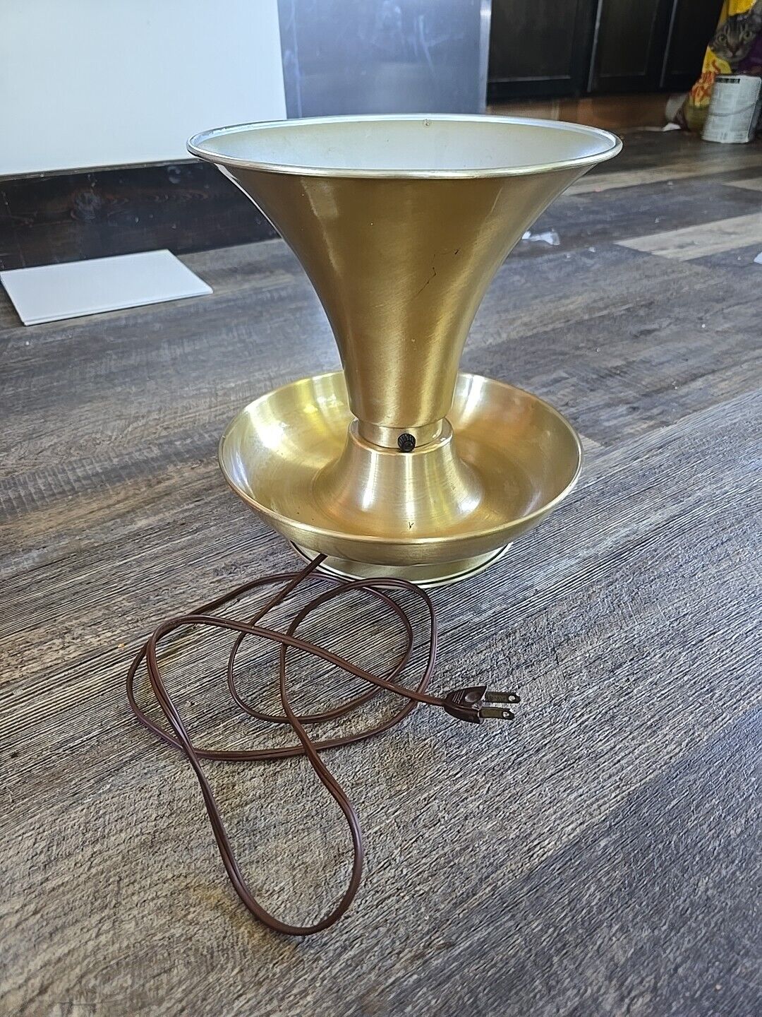 Vtg Art Deco MCM Mid Century Modern UpLight Metal Torchiere Table Lamp