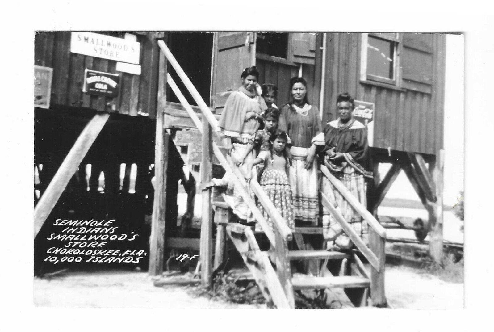 Vintage RPPC Seminole Indians Smallwood's Store Chokoloskee FL Postcard