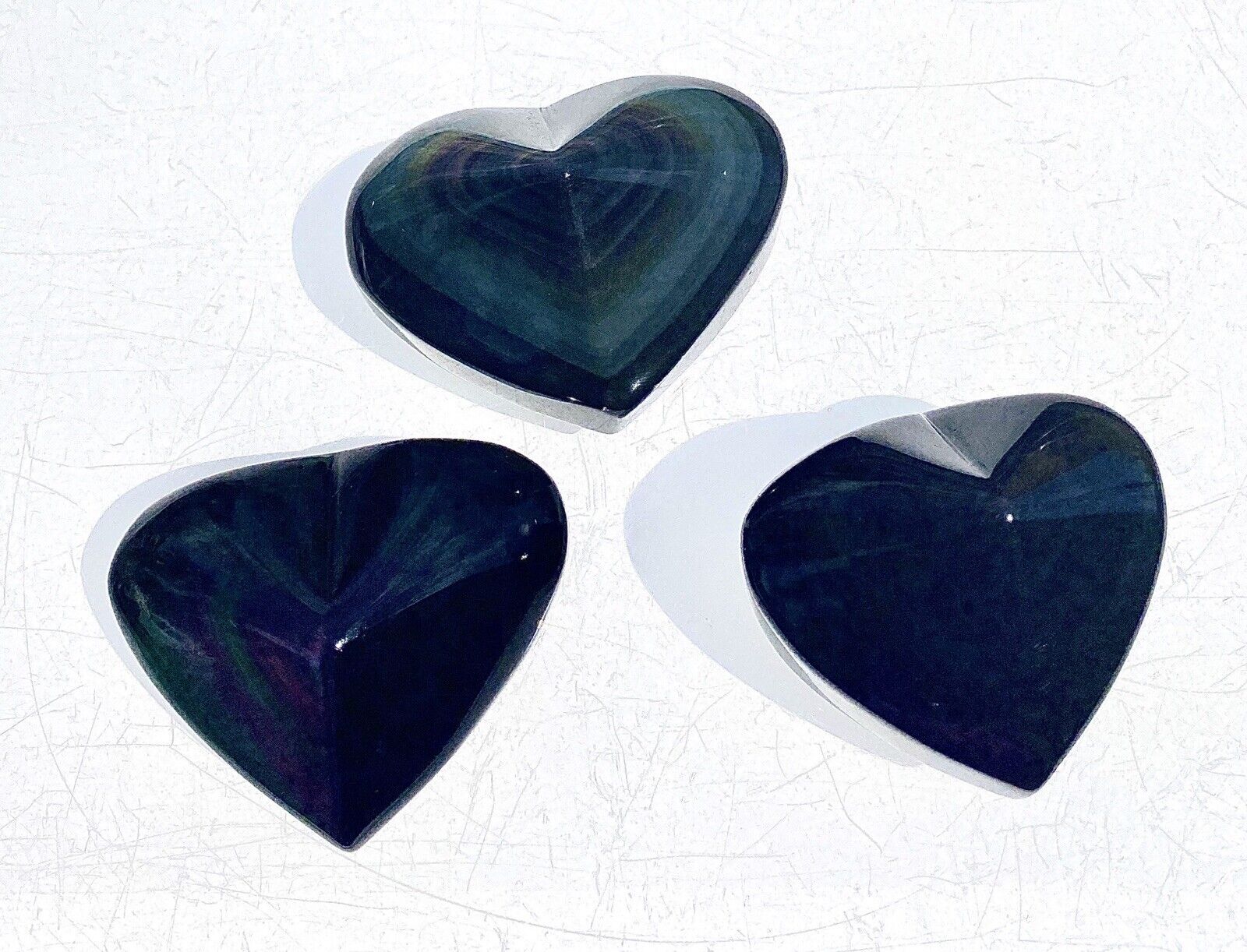 Wholesale Lot 1 Lb Natural Rainbow Obsidian Heart Crystal Natural Energy