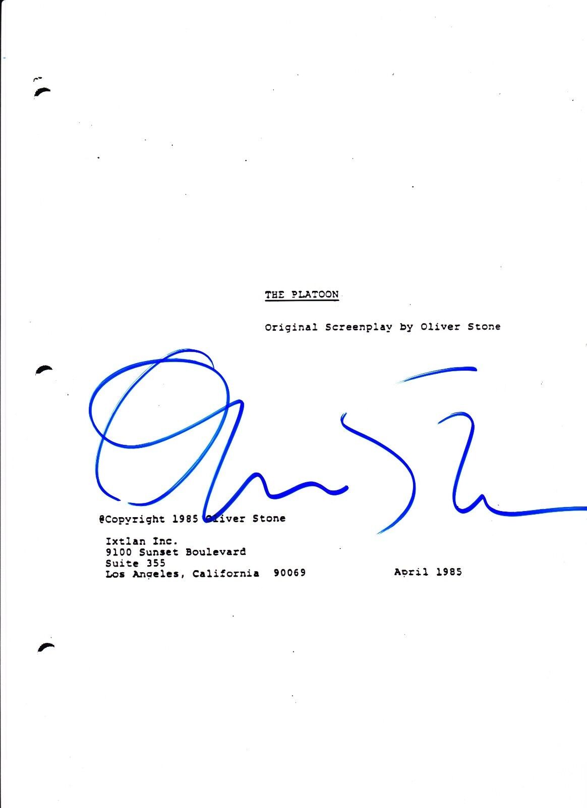 OLIVER STONE THE PLATOON SIGNED AUTOGRAPH FULL 122 PAGE SCRIPT EXACT PROOF COA
