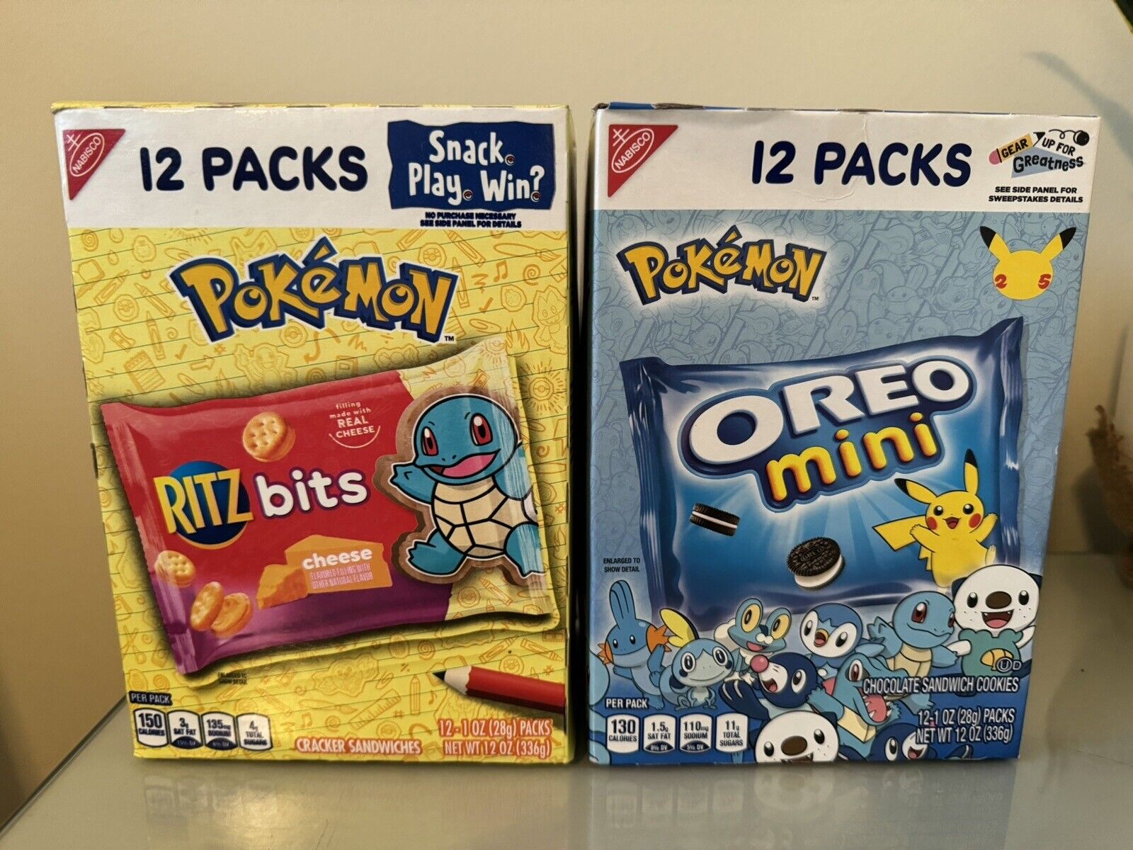 Pokémon Oreo Ritz Bits Nabisco Pikachu and Squirtle Collectibles