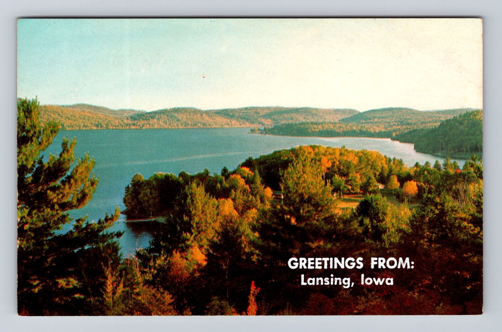 Lansing IA-Iowa, Birds Eye View Mississippi River, Antique Vintage Postcard
