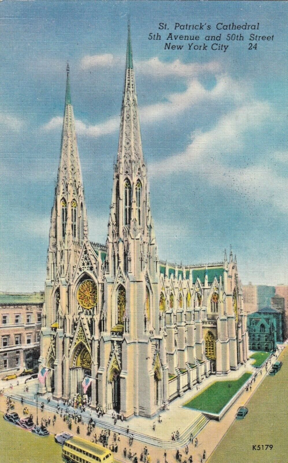 Vintage Postcard NEW YORK  CITY  ST PATRICK\'S CATHERDRAL  LINEN  POSTED STAMP