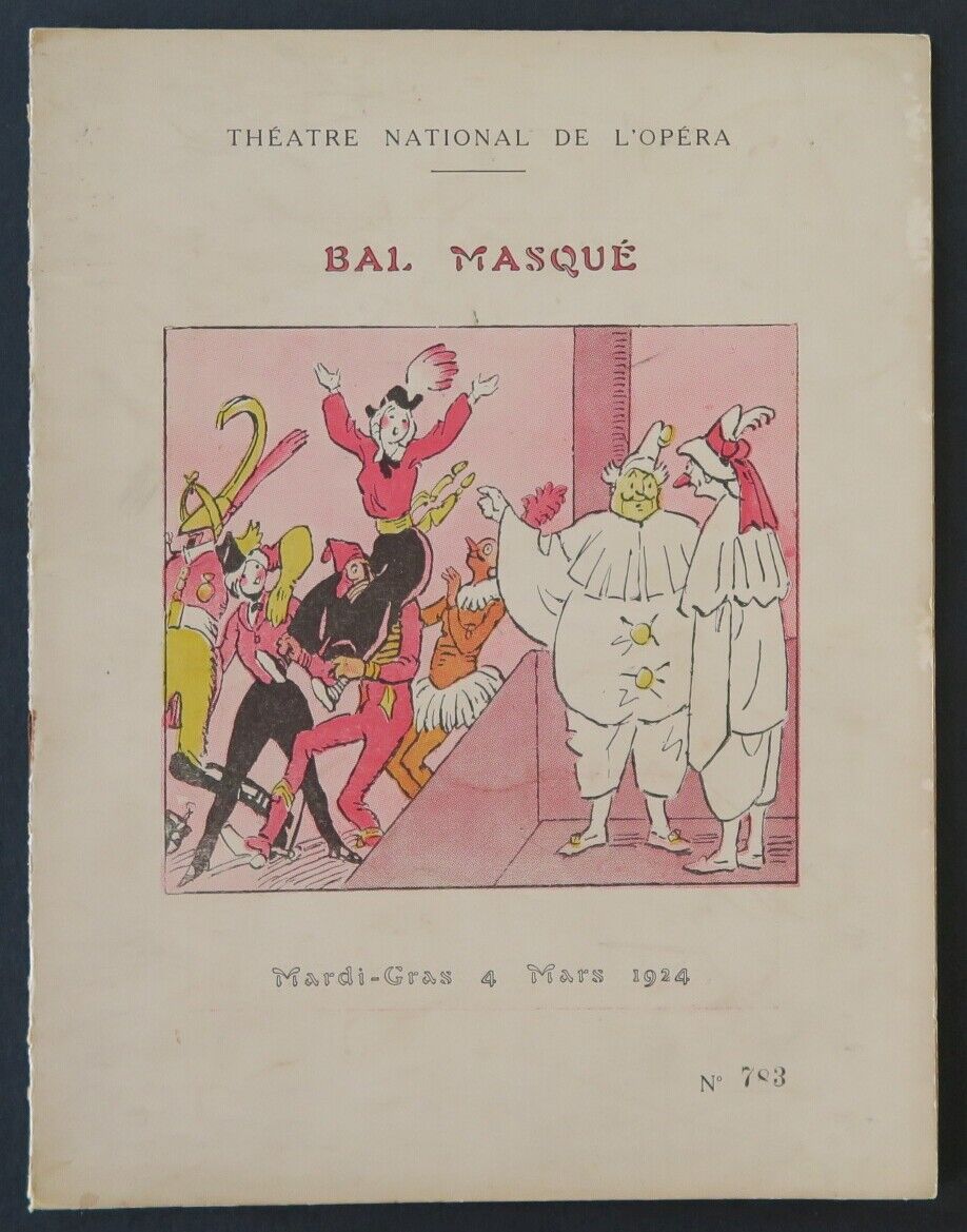 1924 NATIONAL OPERA Masked Ball Theatre Program Mardi-Gras